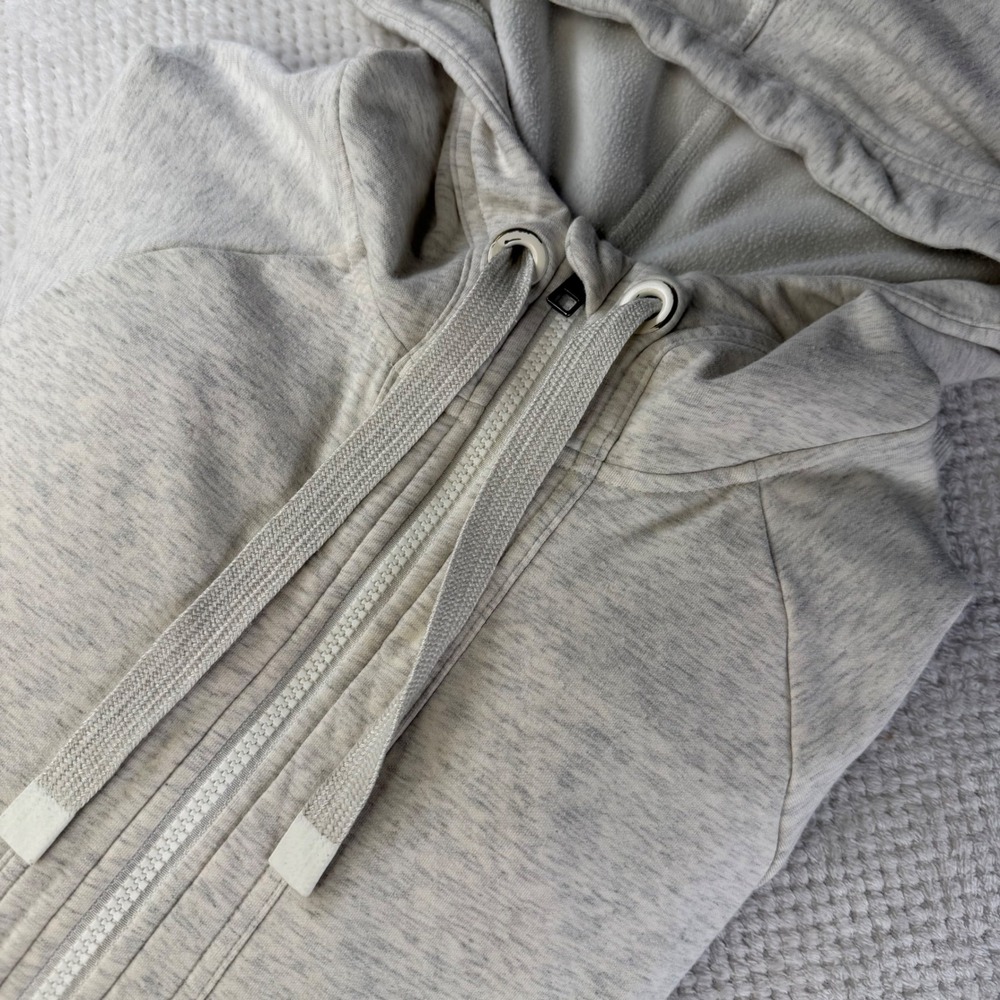 Athleta Triumph Hoodie Full Zip Fleece Sweatshirt Gray Heathered Medium